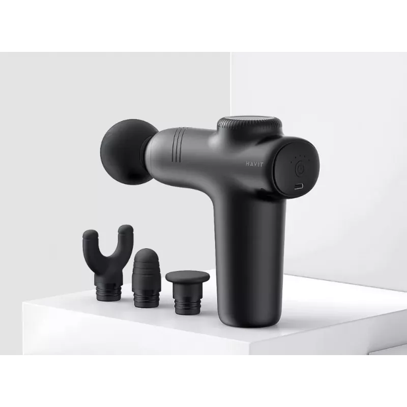 Massajador de mão tipo pistola Havit MG1508 massagem por percussão e vibração