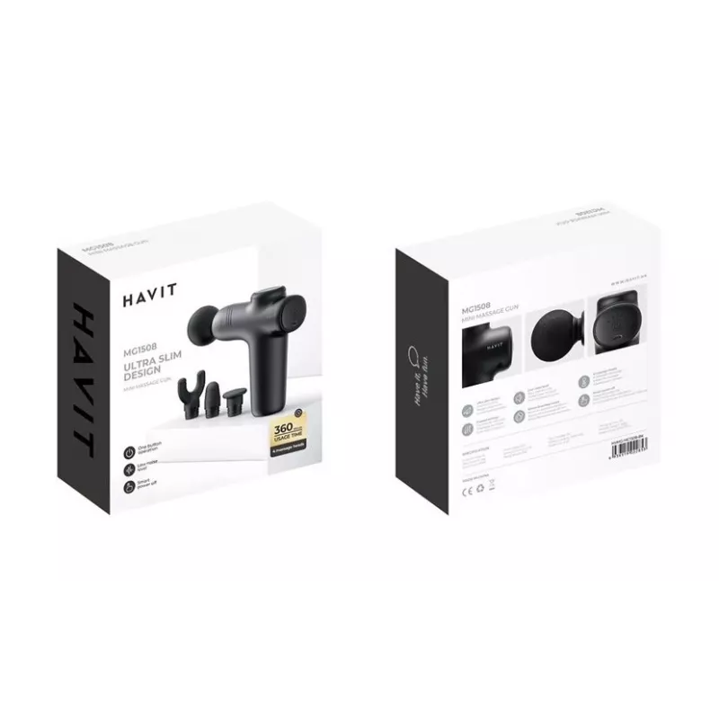 Massajador de mão tipo pistola Havit MG1508 massagem por percussão e vibração
