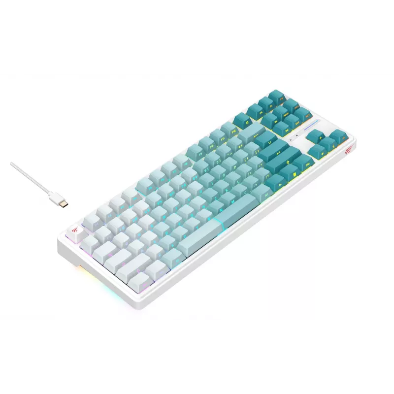 Teclado gaming Havit KB901L branco e verde USB com fio RGB LED