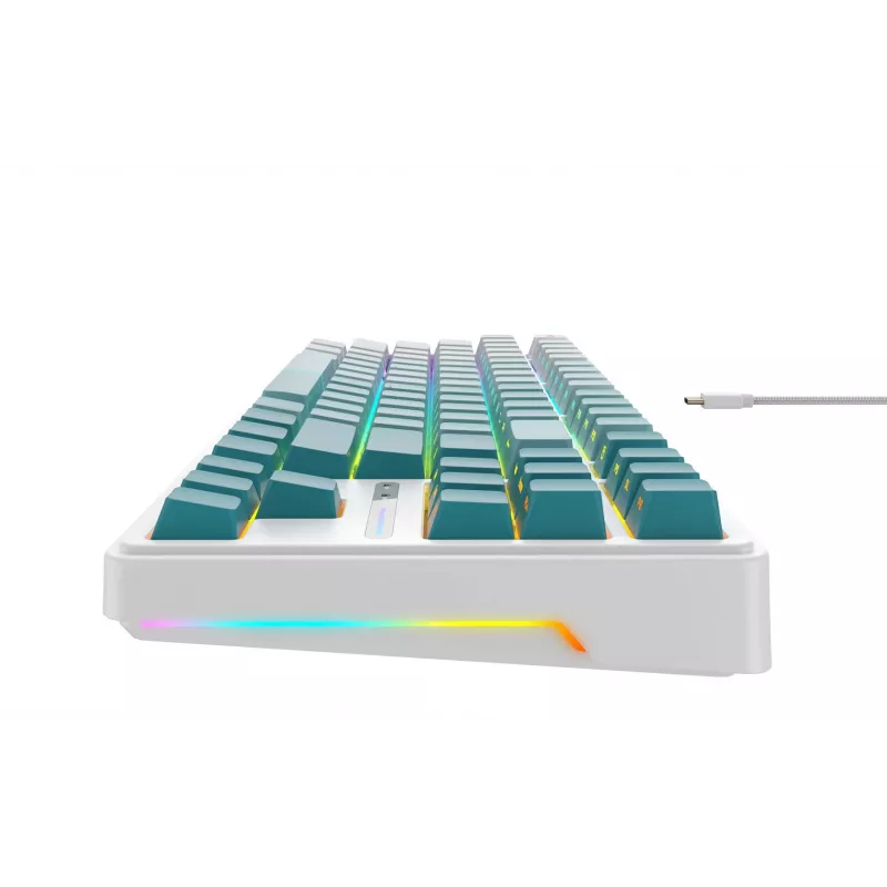 Teclado gaming Havit KB901L branco e verde USB com fio RGB LED
