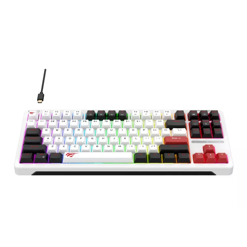 Teclado gaming Havit KB902L 80% com fio USB QWERTY 88 teclas RGB LED
