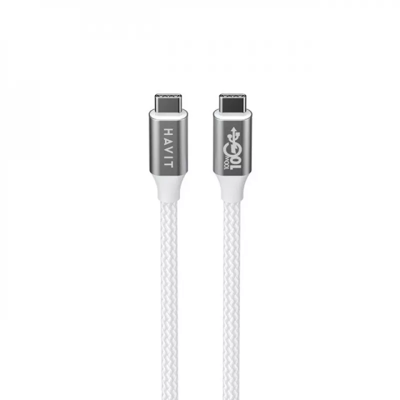 Cabo Havit CB6290 USB Type-C para USB Type-C 1 m 10 Gbit/s cinzento branco