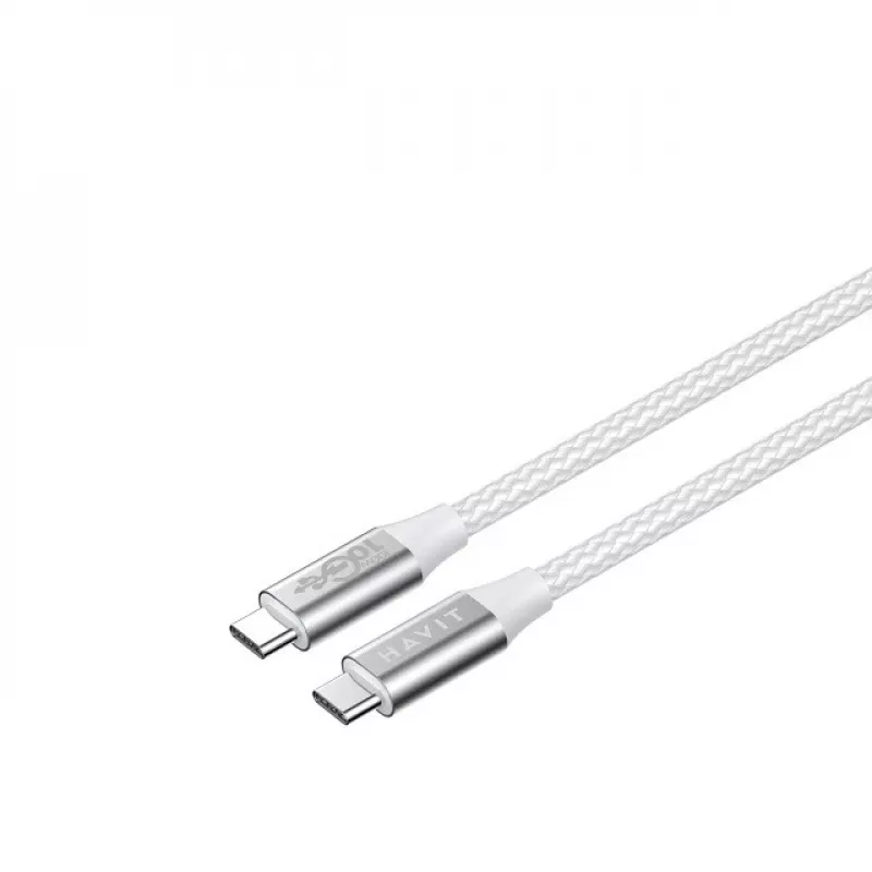 Cabo Havit CB6290 USB Type-C para USB Type-C 1 m 10 Gbit/s cinzento branco