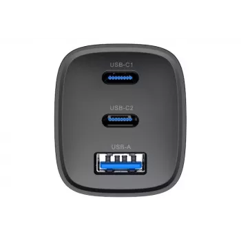 Carregador de viagem Havit UC20 GaN de três portas 65 W preto