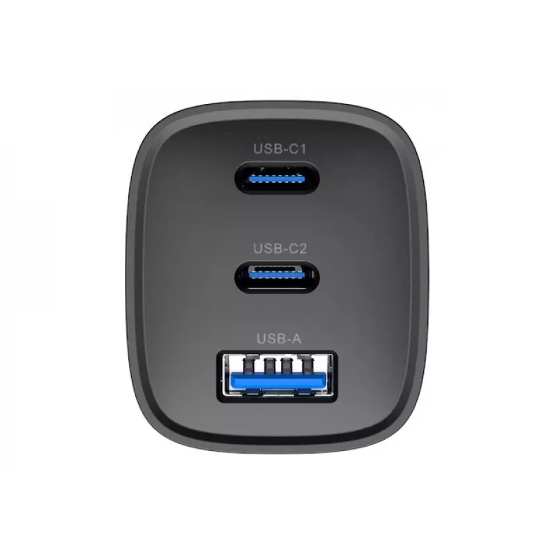 Carregador de viagem Havit UC20 GaN de três portas 65 W preto