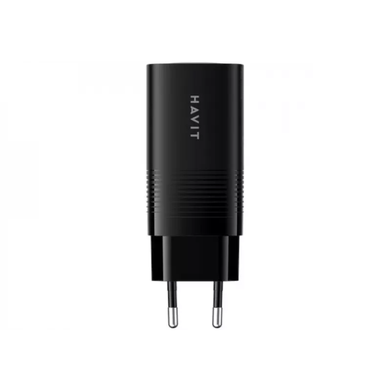 Carregador de viagem Havit UC20 GaN de três portas 65 W preto
