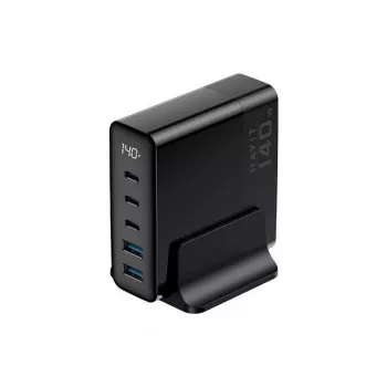 HAVIT Carregador de viagem UCLE004 EU 140W Cinco portas GaN Preto