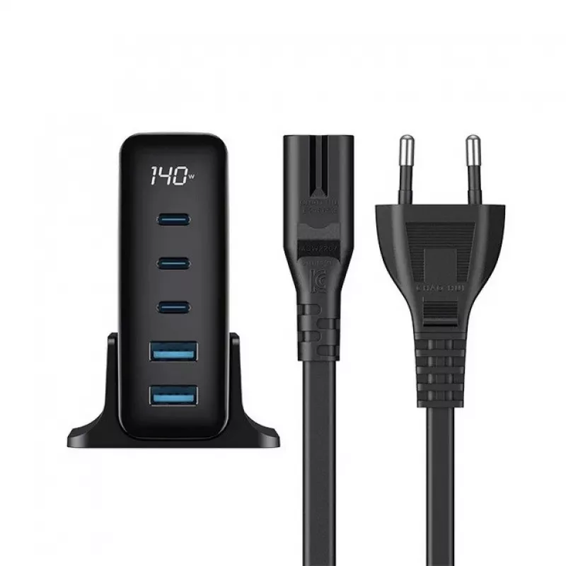 HAVIT Carregador de viagem UCLE004 EU 140W Cinco portas GaN Preto