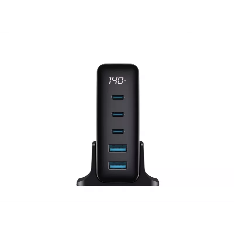 HAVIT Carregador de viagem UCLE004 EU 140W Cinco portas GaN Preto