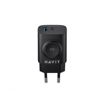 Havit UC132 EU Carregador GaN 22W de duas portas com carregamento sem fios preto