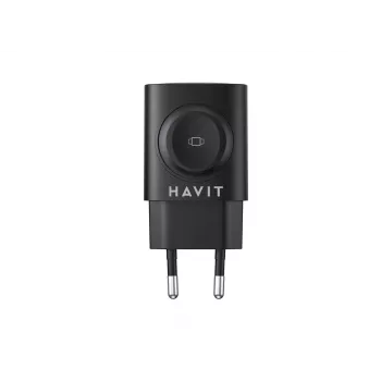 Havit UC132 EU Carregador GaN 22W de duas portas com carregamento sem fios preto