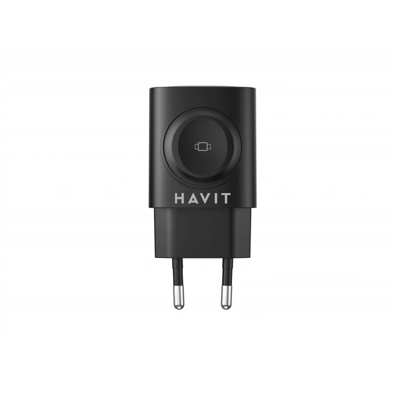 Havit UC132 EU Carregador GaN 22W de duas portas com carregamento sem fios preto