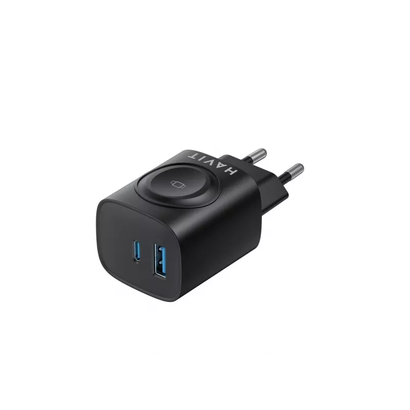 Havit UC132 EU Carregador GaN 22W de duas portas com carregamento sem fios preto