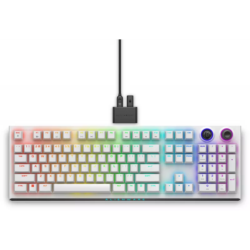 Dell | Alienware Tri-Mode AW920K | Teclado gaming sem fios | Sem fios | Iluminação LED RGB | US | Bluetooth | Lunar Light | Teclado numérico | CHERRY MX Red | Ligação sem fios