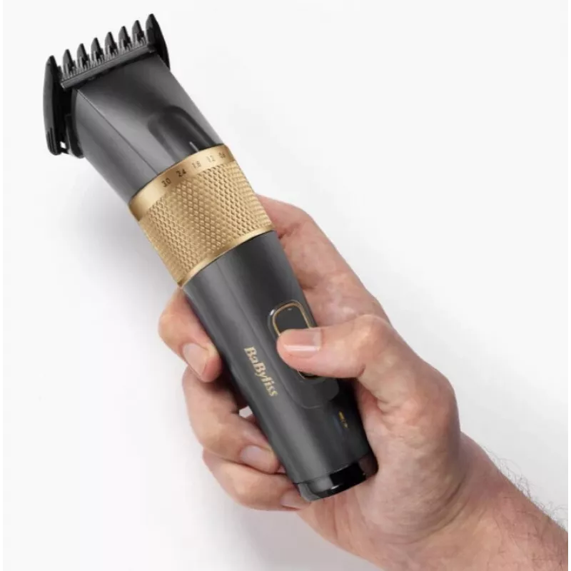 Aparador de cabelo BaByliss E987E Gold Granite – bateria Li-Ion recarregável, 8 níveis de comprimento, 0,6 mm – 28 mm, à prova de água