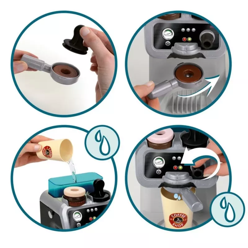 Máquina de café expresso KLEIN 9510 design compacto, máquina de café expresso de brincar para crianças