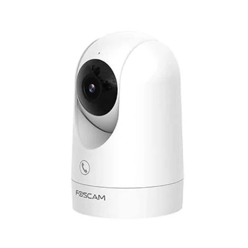 Câmara de vigilância IP Foscam R8M branca – 8 MP 4K (3840×2160), lente de vidro 2,8 mm, 350° horizontal / 150° vertical, Wi-Fi 2,4G/5G, microSD até 256GB
