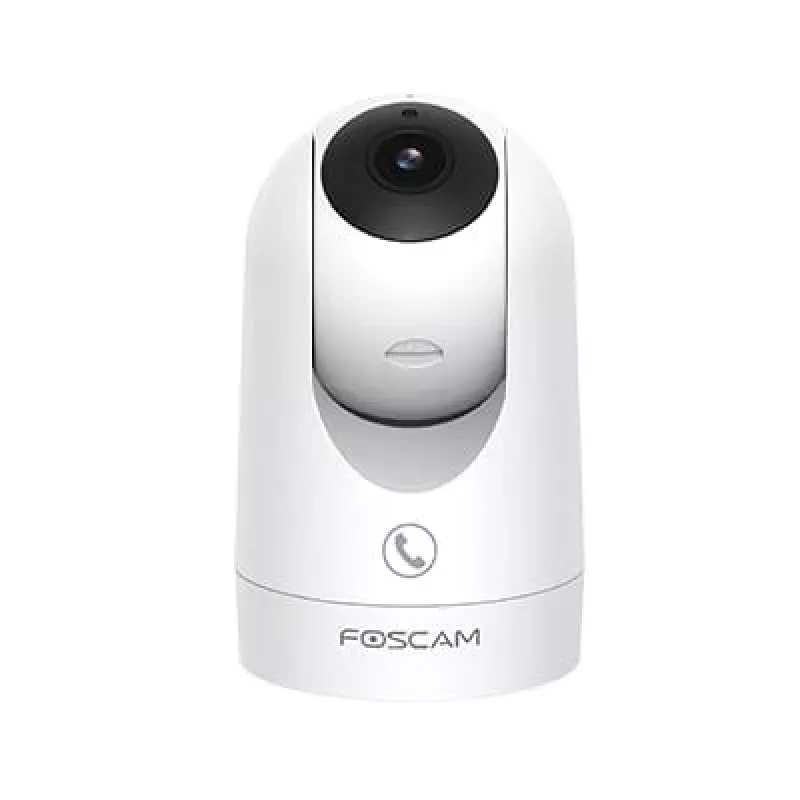 Câmara de vigilância IP Foscam R8M branca – 8 MP 4K (3840×2160), lente de vidro 2,8 mm, 350° horizontal / 150° vertical, Wi-Fi 2,4G/5G, microSD até 256GB