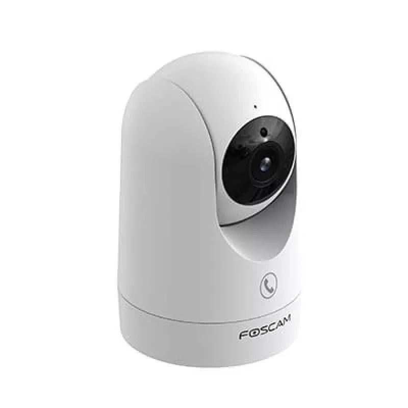 Câmara de vigilância IP Foscam R8M branca – 8 MP 4K (3840×2160), lente de vidro 2,8 mm, 350° horizontal / 150° vertical, Wi-Fi 2,4G/5G, microSD até 256GB