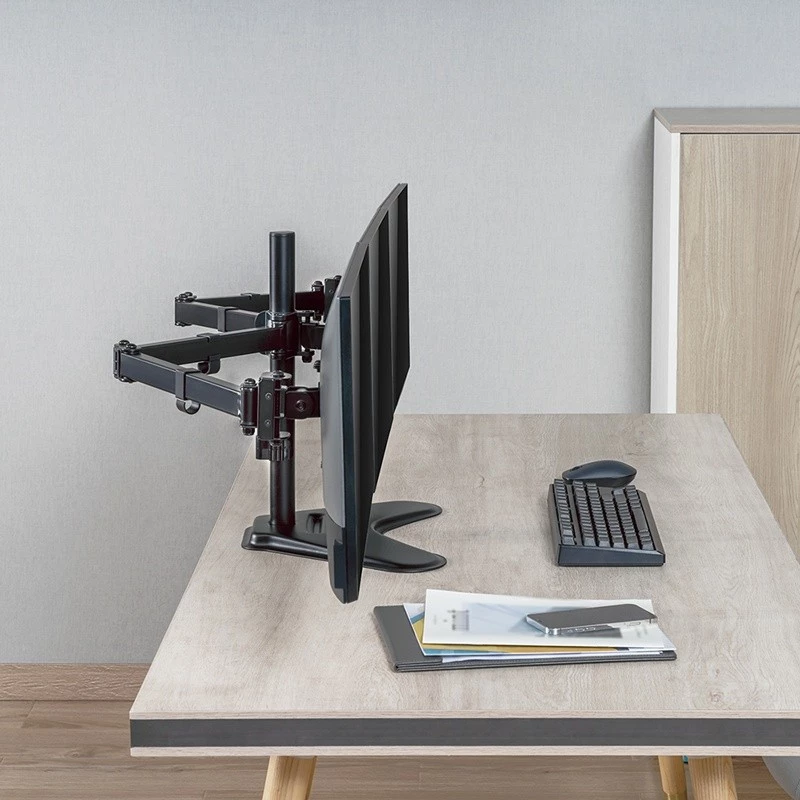 Suporte para três monitores LOGILINK BP0174 17-27 polegadas, comprimento do braço 658 mm cada, com suporte para smartphone, alumínio