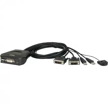 Aten Comutador KVM USB DVI de 2 portas com telecomando para seleção de porta