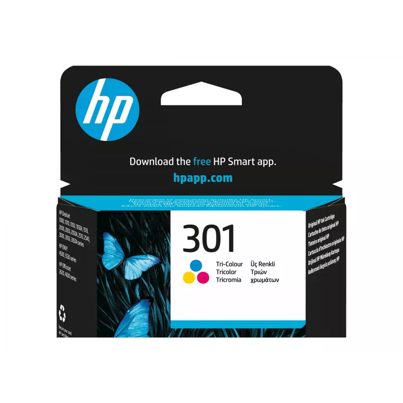 HP 301 - 3 ml - cor (ciano, magenta, amarelo) - original - cartucho de tinta - para HP DeskJet 1000, 1010, 1050 AiO, 1050A AiO, 1510 AiO, 2000, 2050 AiO, 205