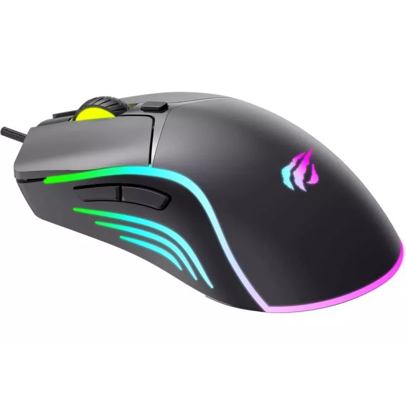 Rato gaming Havit MS1038 preto ambidestro USB 8000 DPI 7 botões