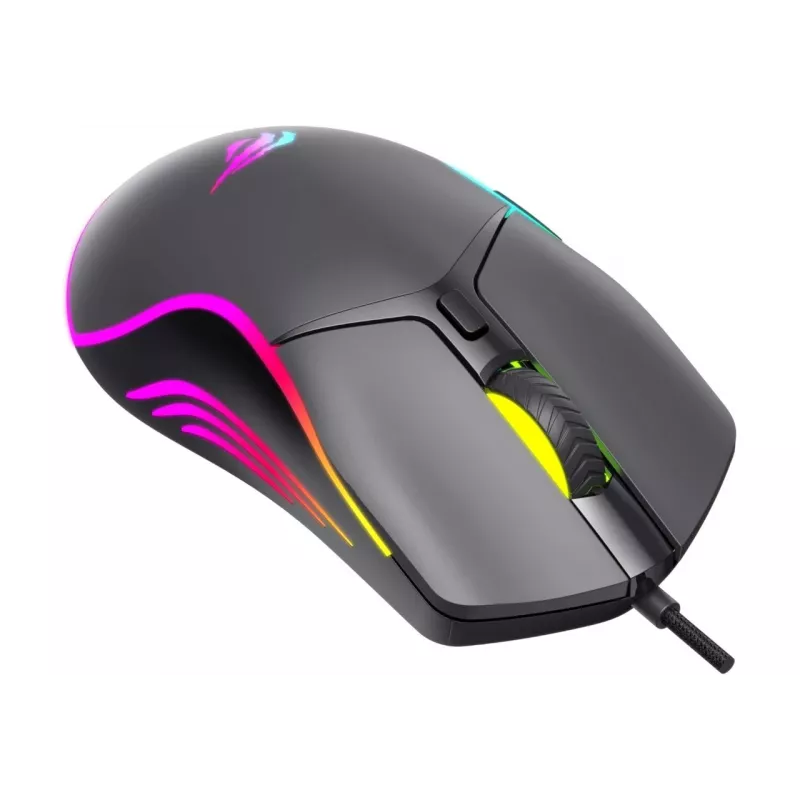 Rato gaming Havit MS1038 preto ambidestro USB 8000 DPI 7 botões