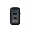 Carregador HAVIT UCLE001 EU GaN três portas 30 W preto — carregador USB compacto com 3 ligações