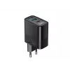 Carregador HAVIT UCLE001 EU GaN três portas 30 W preto — carregador USB compacto com 3 ligações