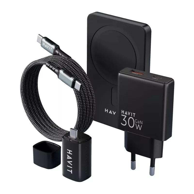 Conjunto de carregamento HAVIT 2024 conjunto de oferta EU – conjunto de carregamento multifunções para dispositivos portáteis