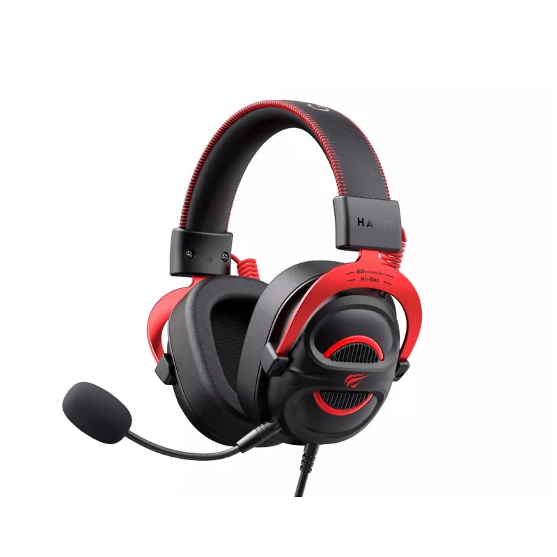 Headset Havit H2002E Pro com fios gaming preto vermelho