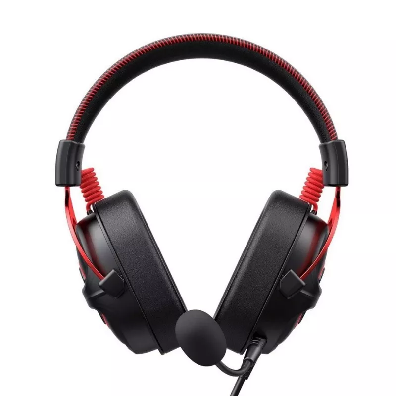 Headset Havit H2002E Pro com fios gaming preto vermelho