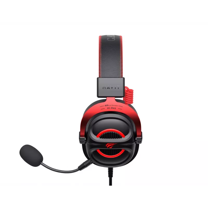 Headset Havit H2002E Pro com fios gaming preto vermelho