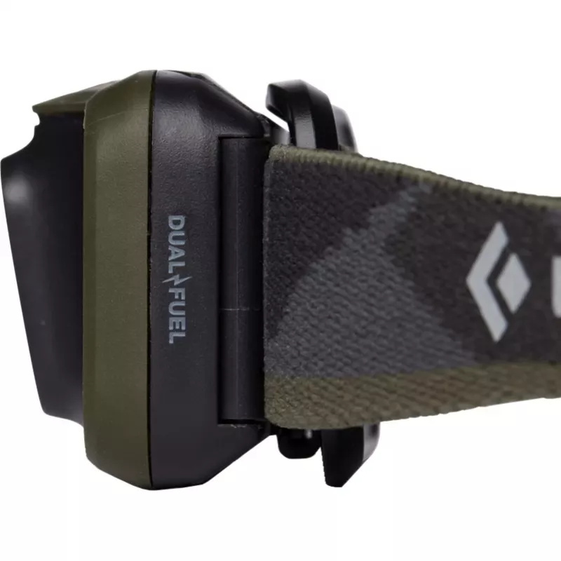 Black Diamond Spot 400 preto, lanterna de cabeça com faixa de cabeça cor de oliva