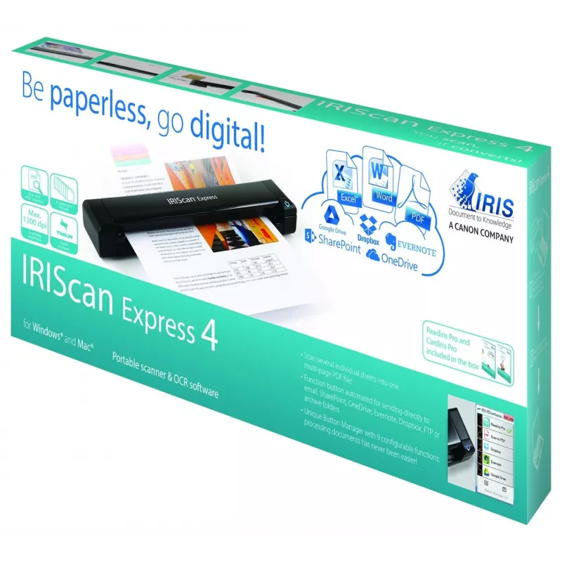 Scanner de alimentação I.R.I.S. IRIScan Express 4 1200 x 1200 DPI A4 preto
