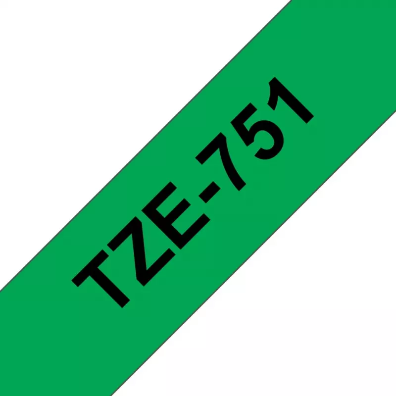 Brother TZe 751 - fita laminada - preto sobre verde - rolo (2,4 cm x 8 m) - 1 rolo(s) - para P-Touch PT-2420, 2430, 2450, 2460, 2470, 2480, 2700, 2