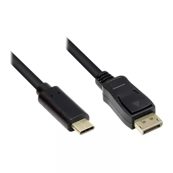 Cabo adaptador ficha USB-C™ para ficha DisplayPort 1.2, 4K2K / UHD 60Hz, CU, preto, 5m, Good Connections® (GC-M0108)