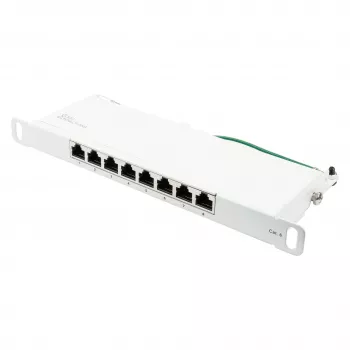 Patch panel 25,40cm (10) Cat. 6, 8 portas, 0,5 U, STP blindado, abertura sem ferramentas, branco puro (RAL9010), Good (GC-N0125)