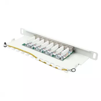 Patch panel 25,40cm (10) Cat. 6, 8 portas, 0,5 U, STP blindado, abertura sem ferramentas, branco puro (RAL9010), Good (GC-N0125)