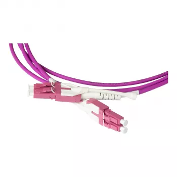 Cabo de patch de fibra ótica duplex OM4 (multimodo, 50/125) LC/LC, UNIBOOT, LSZH, polaridade reversível, patilha de desbloqueio, 10m, Good Connections® (LW-U810LC4)