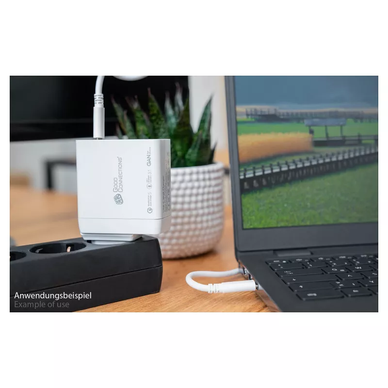 Good Connections GC Carregador rápido USB 140W tecnologia GaN, 2x USB-C, PD 3.1, QC 5.0, PPS branco -• Carregador rápido USB 140W• para smartphones