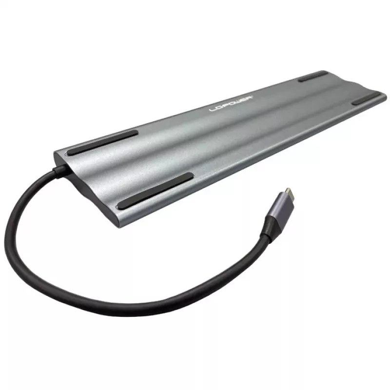 LC-Power LC-HUB-C-MULTI-8 USB-C para 3xUSB-A/2xUSB-C/HDMI/VGA/MicroSD/SD/RJ45/áudio
