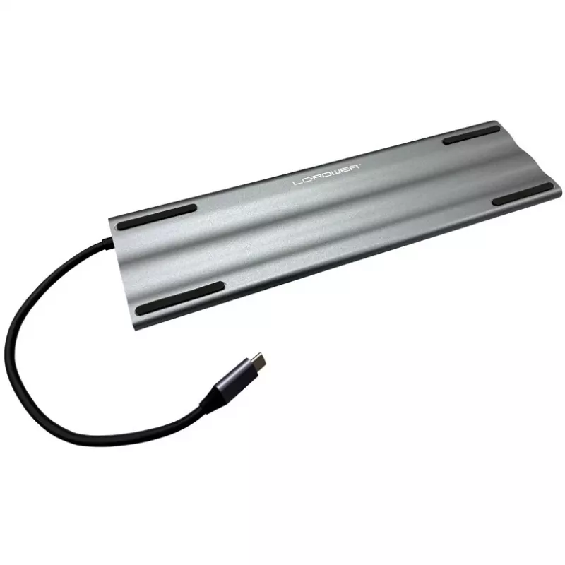 LC-Power LC-HUB-C-MULTI-8 USB-C para 3xUSB-A/2xUSB-C/HDMI/VGA/MicroSD/SD/RJ45/áudio