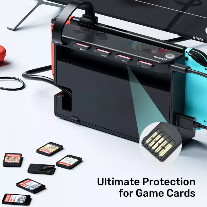 Unitek G1002D leitor de cartões de jogo de 4 ranhuras para Nintendo Switch