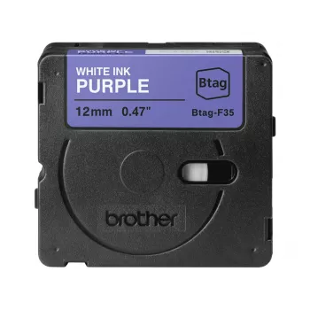Fita de etiquetagem Brother BTAG-F35 branco sobre roxo 1,2 cm 4 m