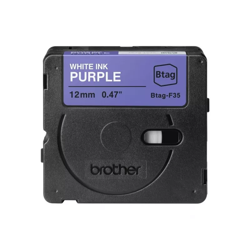 Fita de etiquetagem Brother BTAG-F35 branco sobre roxo 1,2 cm 4 m