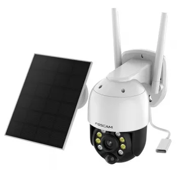 Câmara de segurança IP Foscam B4 Dome 4 MP (2560×1440), Wi-Fi 2,4 GHz, IP65, solar + bateria 5000 mAh, rotação 355°, inclinação 90°