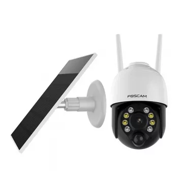Câmara de segurança IP Foscam B4 Dome 4 MP (2560×1440), Wi-Fi 2,4 GHz, IP65, solar + bateria 5000 mAh, rotação 355°, inclinação 90°