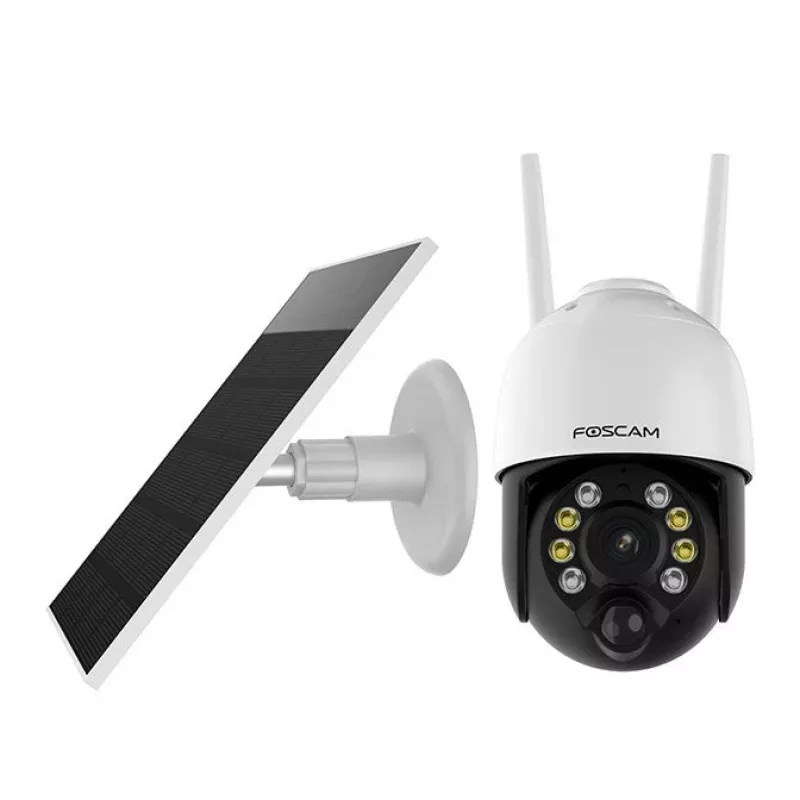 Câmara de segurança IP Foscam B4 Dome 4 MP (2560×1440), Wi-Fi 2,4 GHz, IP65, solar + bateria 5000 mAh, rotação 355°, inclinação 90°